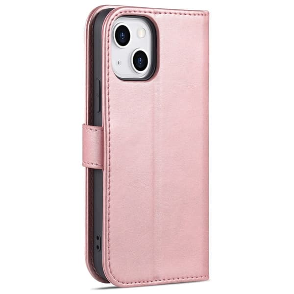 AZNS iPhone 14 Plånboksfodral Konstläder - Skyddande Ställ - Roséguld