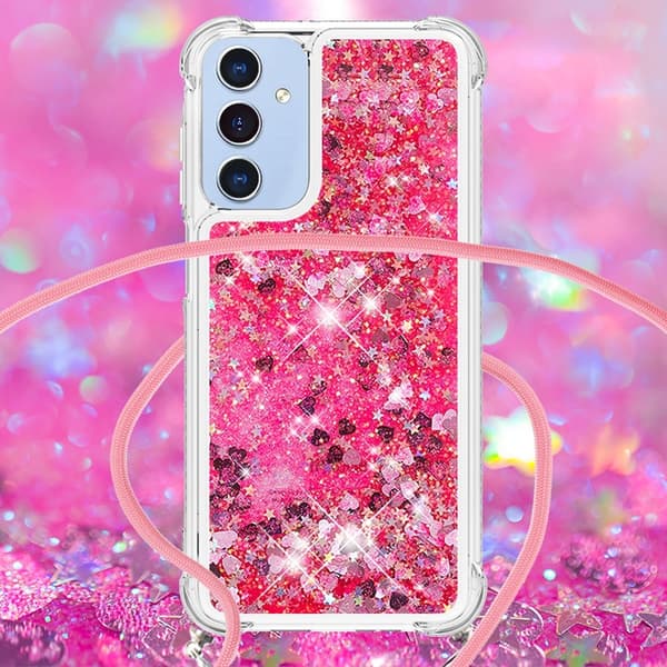 Mobilskal till Galaxy A17 / A26 med Snodd - Rosa / Hearts Rosa