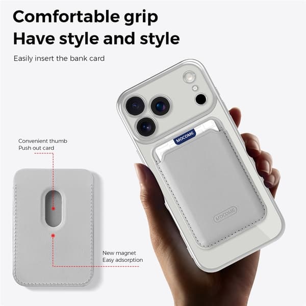Mobilskal till iPhone 17 Pro MagSafe Korthållare TPU + PC - Grå Grå