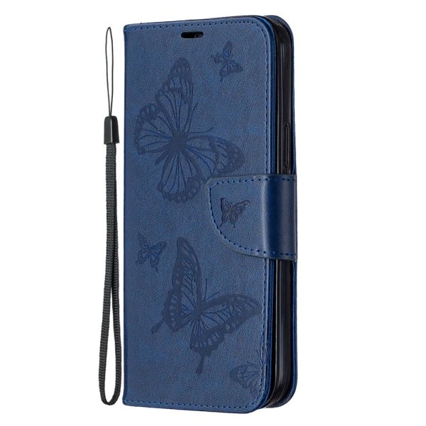 Imprint Butterfly Plånboksfodral iPhone 12 Pro Max - Sininen Blue