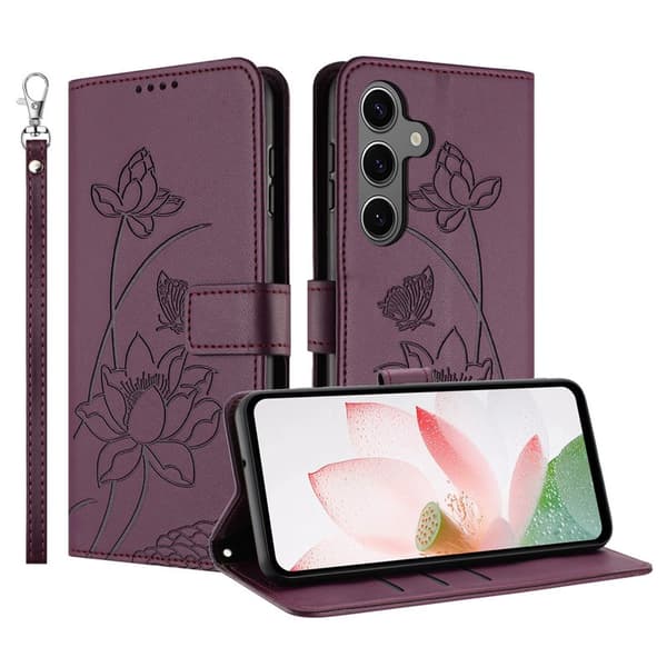 Plånboksfodral för Samsung Galaxy S26 Plus Konstläder Ställ - Vinröd