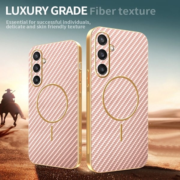 Mobilskal till Samsung Galaxy S26 Kolfiber Texturerad TPU - Rosa