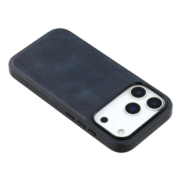 X-LEVEL Bojue-3 Mobilskal till iPhone 17 Pro Läderbelagd PC + TPU Blå