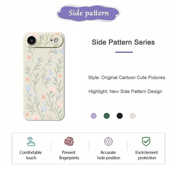 Mobilskal till iPhone Air Rosa Blue Flowers Pattern TPU - Grön Grön