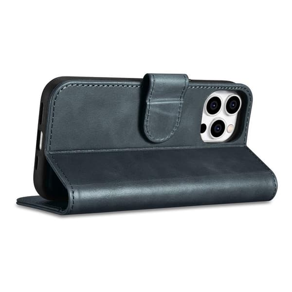 iCarer iPhone 14 Pro Max Plånboksfodral Äkta Läder 2in1 Anti-RFID - Blå Blå