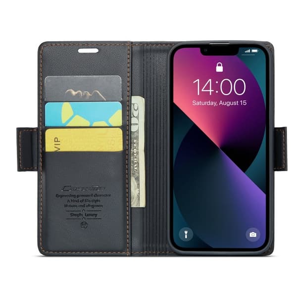 CASEME Plånboksfodral Konstläder för iPhone 14 Plus - Svart