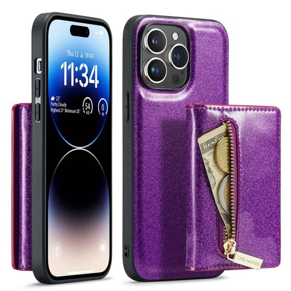 DG.MING M3 Series 2-in-1 Mobilskal KonstLäder för iPhone 14 Pro Max - Lila