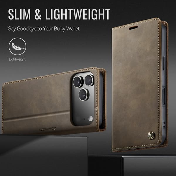 Caseme iPhone 17 Pro Plånboksfodral RFID-Skydd 033 - Kaffe Brun