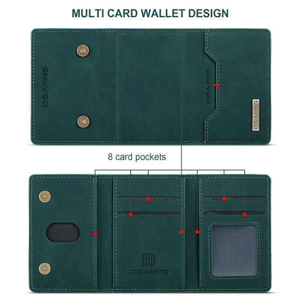 DG.MING 2-in-1 Konstläder Plånboksfodral för iPhone 11 Pro Max - Grön