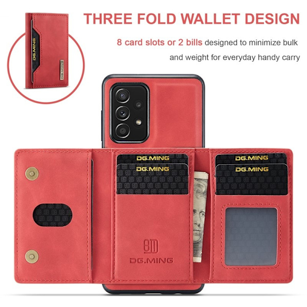 DG.MING M2 Tri-fold Plånboksfodral Samsung Galaxy A52s 5G Röd
