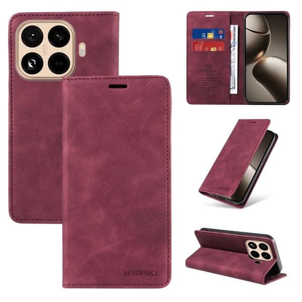 BETOPNICE Xiaomi 15T Pro Plånboksfodral Konstläder - Röd