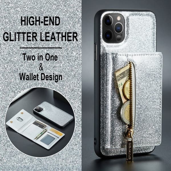 DG.MING M3 Series Mobilskal till iPhone 11 Pro Glitter KonstLäder Silver