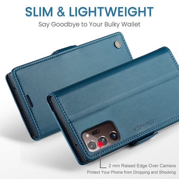 CASEME Plånboksfodral Konstläder för Samsung Galaxy Note20 Ultra - Blå