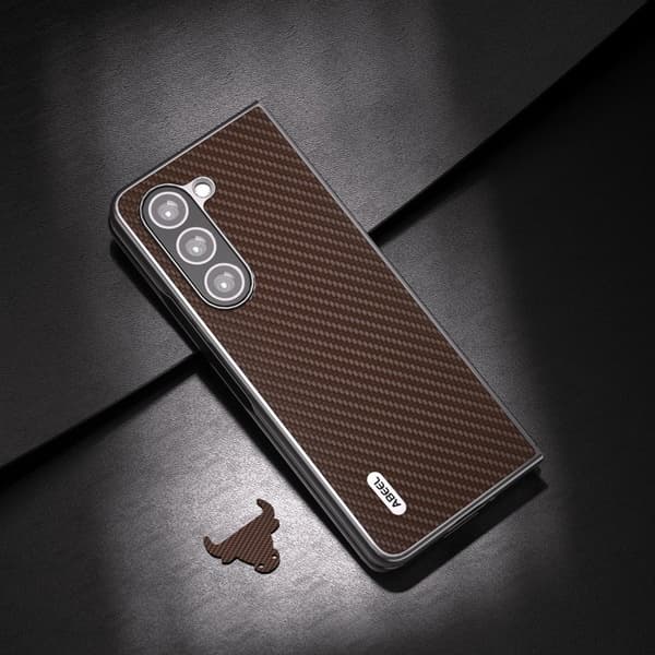 ABEEL Mobilskal till Samsung Galaxy Z Fold6 5G Kolfiber Textur Brun