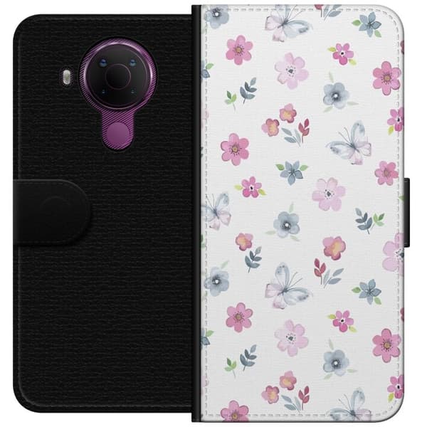 Pungcover til Nokia 5.4 med Blomster og sommerfugle