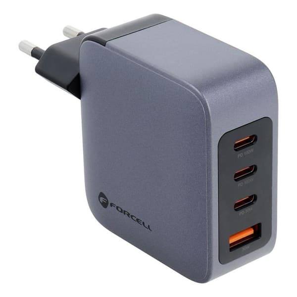 Forcell F-Energy GaN Vægoplader 100W 3xUSB-C 1xUSB-A - Grå Grå