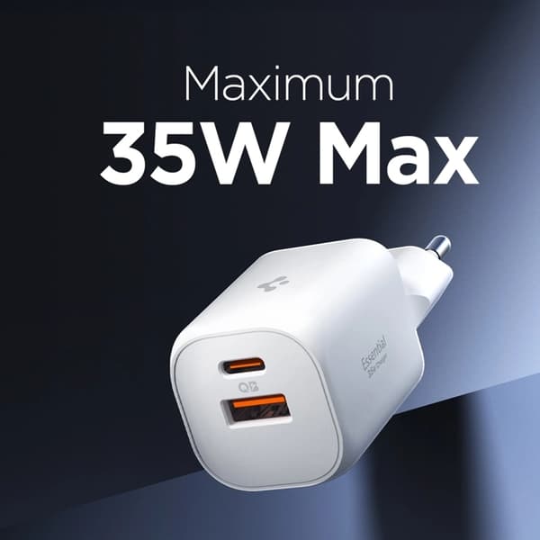 Spigen 2-Port Nätverk Laddare 35W ESSENTIAL EE352EU Vit