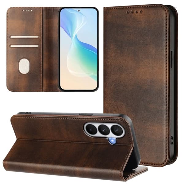 Samsung Galaxy S26 / S26 Pro Plånboksfodral Retro Textur RFID-Skydd - Brun