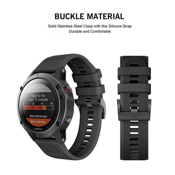 Glat Garmin Fenix Band 5/6/6 Pro - Sort Black