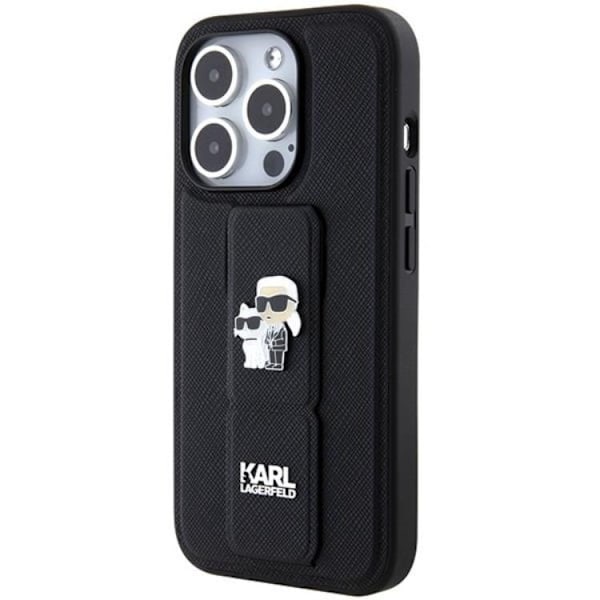 Karl Lagerfeld iPhone 15 Pro Max Mobilskal Gripstand Pins Svart