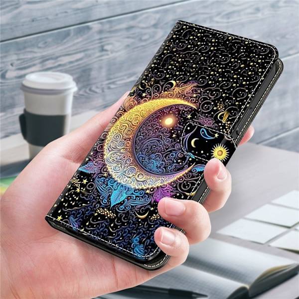 Galaxy A17 5G Konstläder Plånboksfodral Pattern Printing - Bright Moon Svart