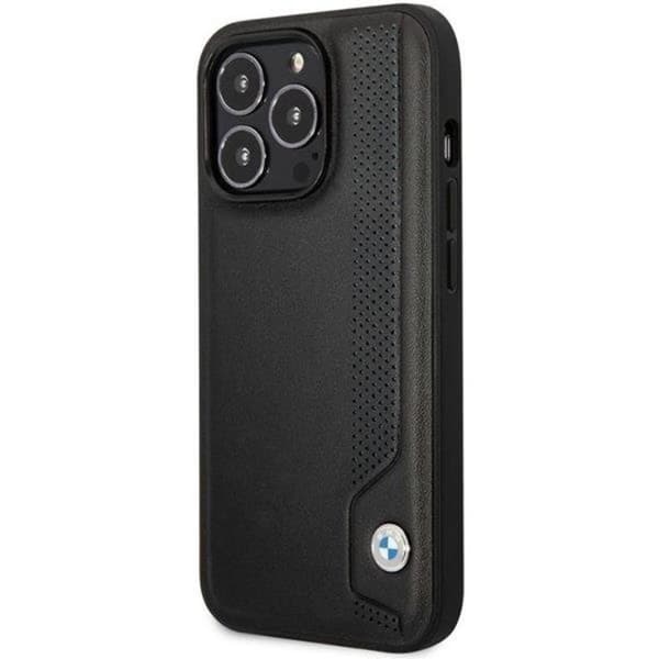 BMW iPhone 14 Pro Max -puhelinkotelo Nahka Blue Dots - Musta Black