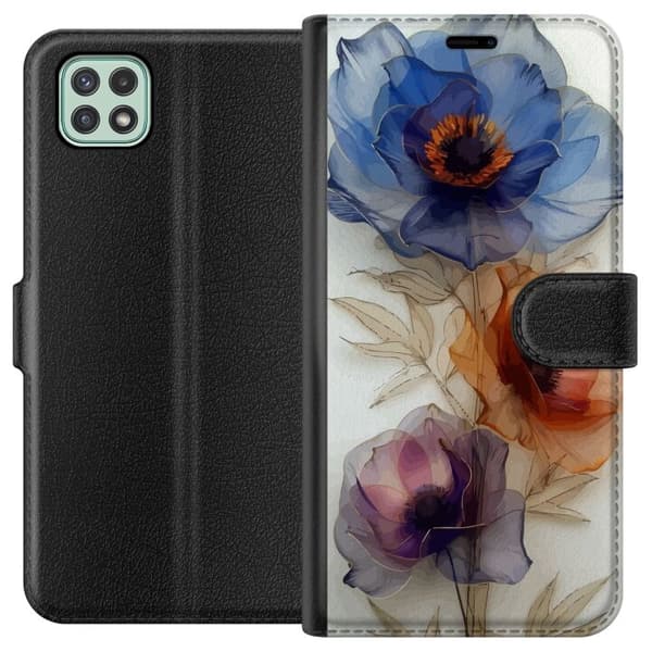 Plånboksfodral till Samsung Galaxy A22 5G med Silkesblommor