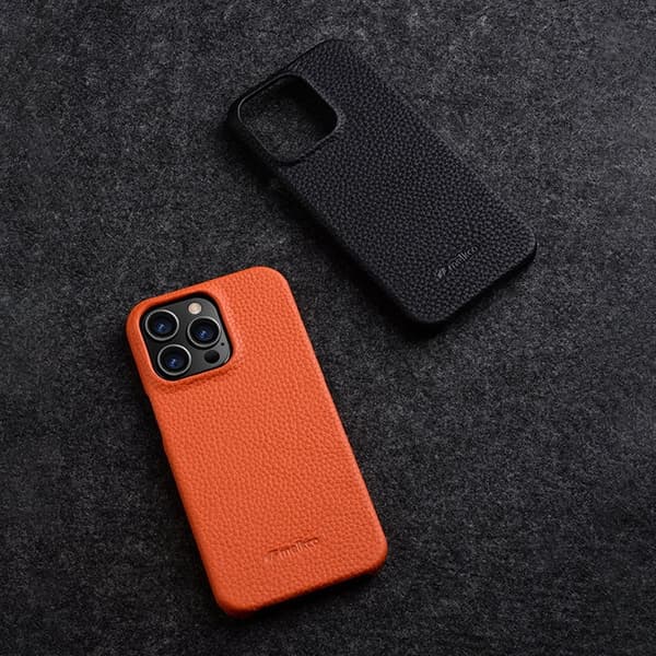 MELKCO Mobilskal för iPhone 15 Pro Max, Äkta läder och PC, Svart
