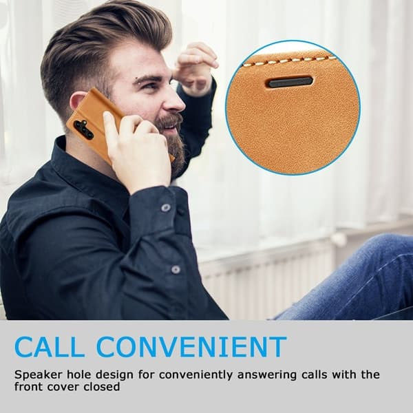 LC.IMEEKE Samsung Galaxy S25 FE Plånboksfodral Konstläder - Brun