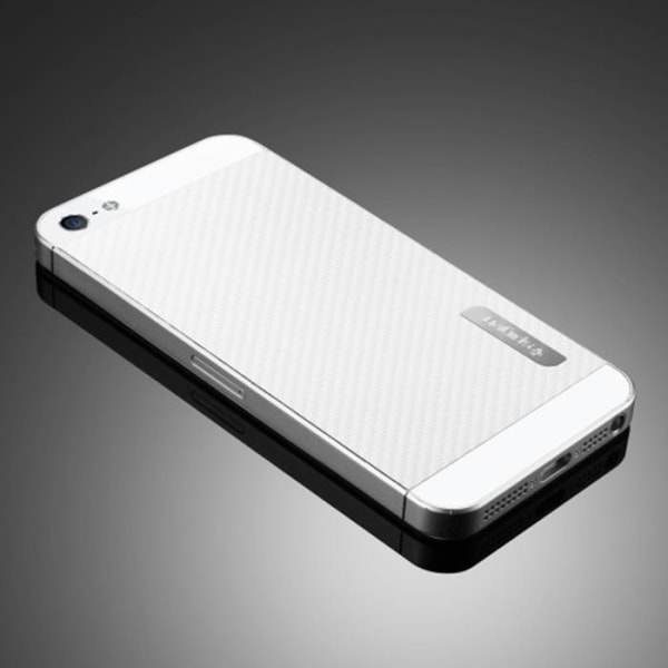 Spigen Skin Guard Leather Skin till Apple iPhone 5/5S/SE (Vit) + Skärmskydd White