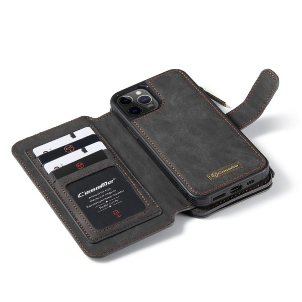 CASEME Aftageligt ægte læder pungetui til iPhone 12 Pro Max - S Black