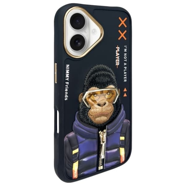Nimmy Telefontaske til iPhone 16 Cool & Cute 2.0 Monkey - Sort Black