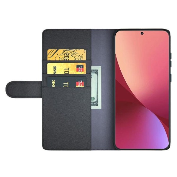 Folio Flip aitoa nahkaa oleva lompakkokotelo Xiaomi 12 Pro - ruskea