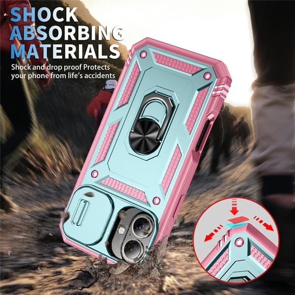 Mobilskal till iPhone 17 Slide Camshield Kickstand - Grön/Rosa Grön