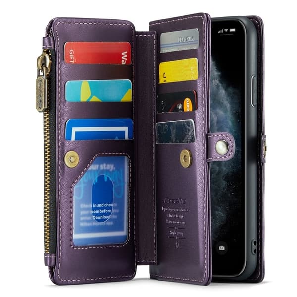 CASEME Plånboksfodral Konstläder för iPhone 11 Pro Max - Lila