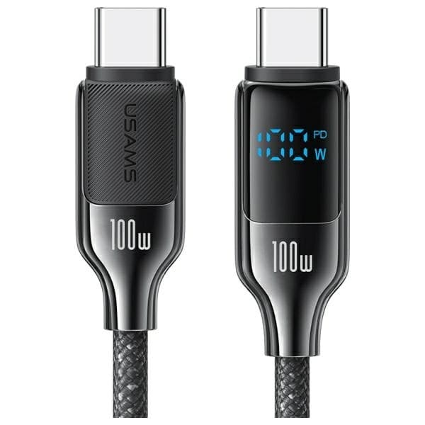 USAMS HX-serie USB-C/USB-C-kabel 100W 1.2m digital skærm - sort