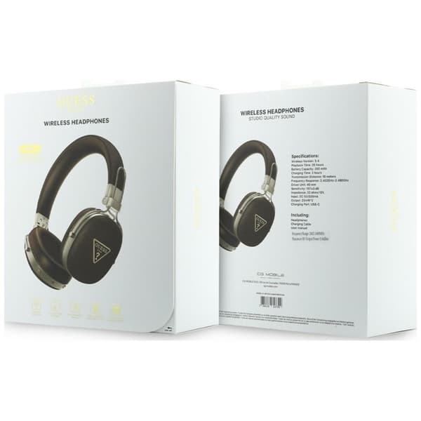 Guess On-Ear Hörlurar Bluetooth ENC Metal Grained Triangle Logo - Brun