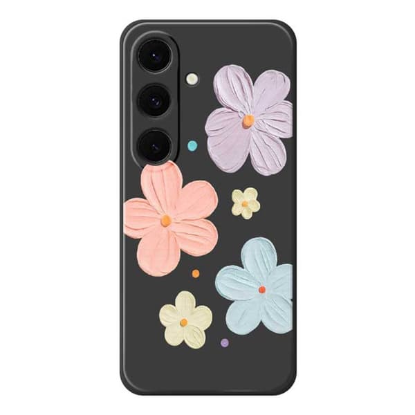 Mobilskal för Samsung Galaxy S26 Plus TPU Blommönster - Svart