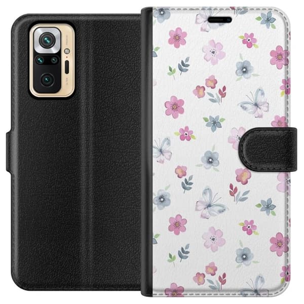 Plånboksfodral till Xiaomi Redmi Note 10 Pro med Blommor och fjärillar