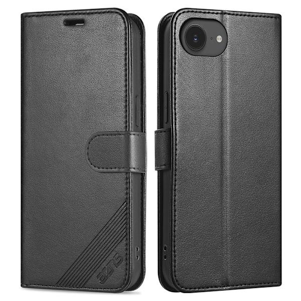 AZNS iPhone 16e Plånboksfodral Anti-Scratch Konstläder - Svart
