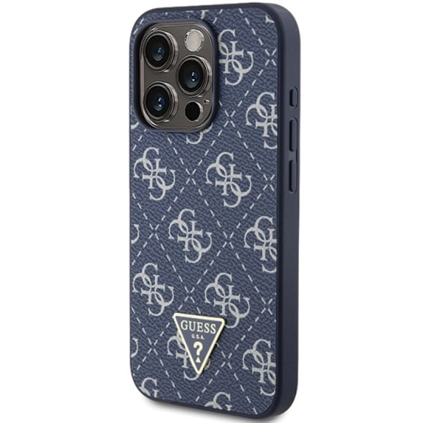 Guess iPhone 15 Pro Mobilskal Triangle Metall Logo - Blå