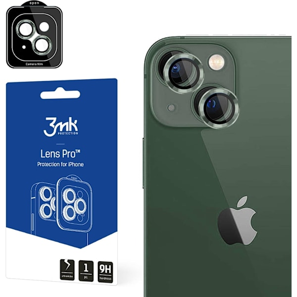 3MK iPhone 15 Plus härdat glas Kameraskydd - Grön