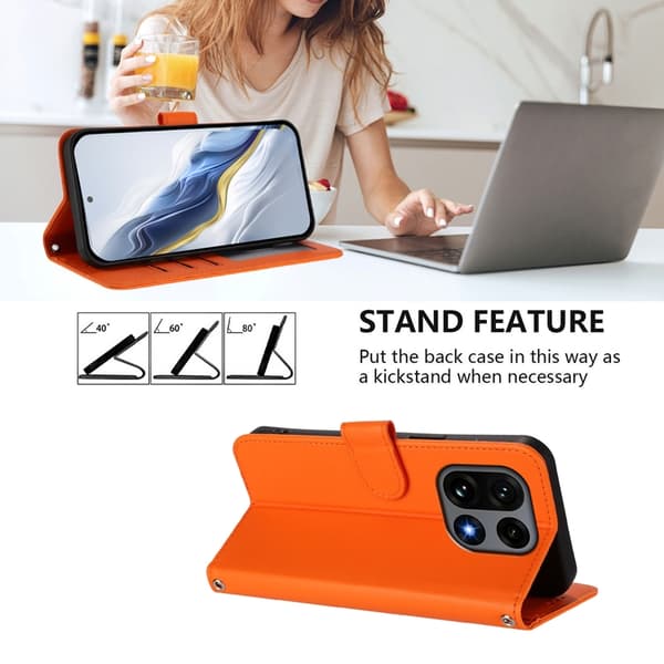 OnePlus 15 Konstläder Plånboksfodral Love Cat Pattern Imprint Orange