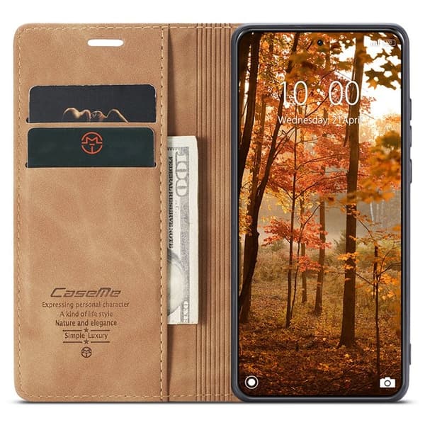 CASEME 013 Series Mobilskal till Xiaomi 14 Pro Konstläder KortBrun