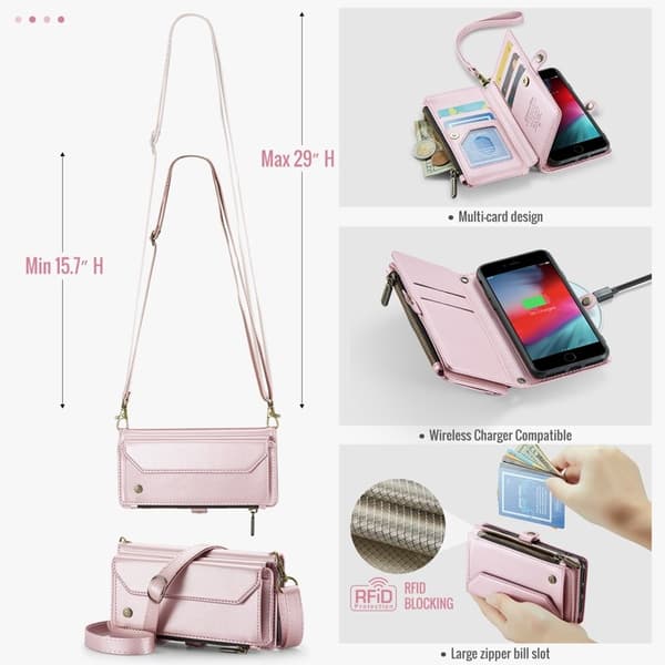 CASEME Plånboksfodral Konstläder för iPhone 6/6s/7/8/SE 2020/2022 - Rosa