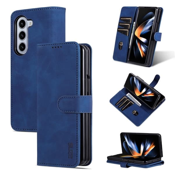 AZNS Samsung Galaxy Z Fold6 Plånboksfodral Konstläder - Blå