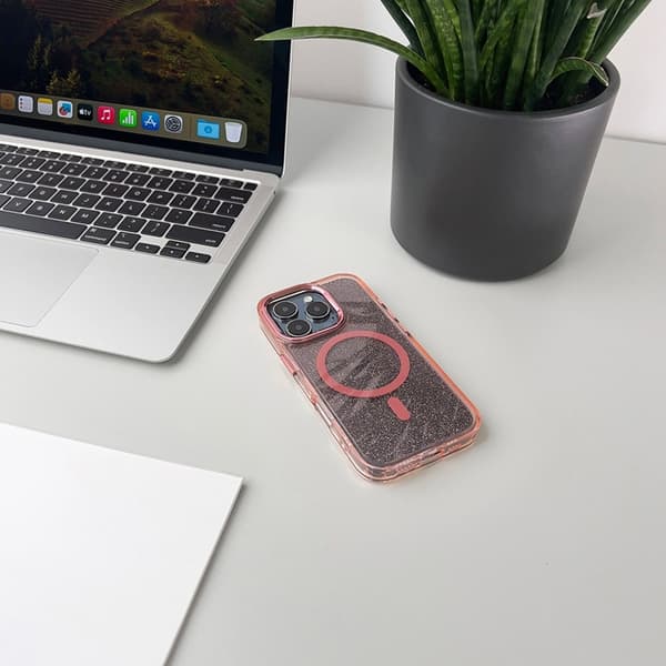 Telefontaske til iPhone 17 Pro MagSafe Glitter - Lyserød Rosa