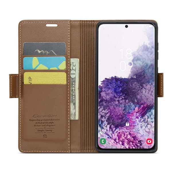 CASEME Plånboksfodral Konstläder för Samsung Galaxy S20 4G/5G - Brun