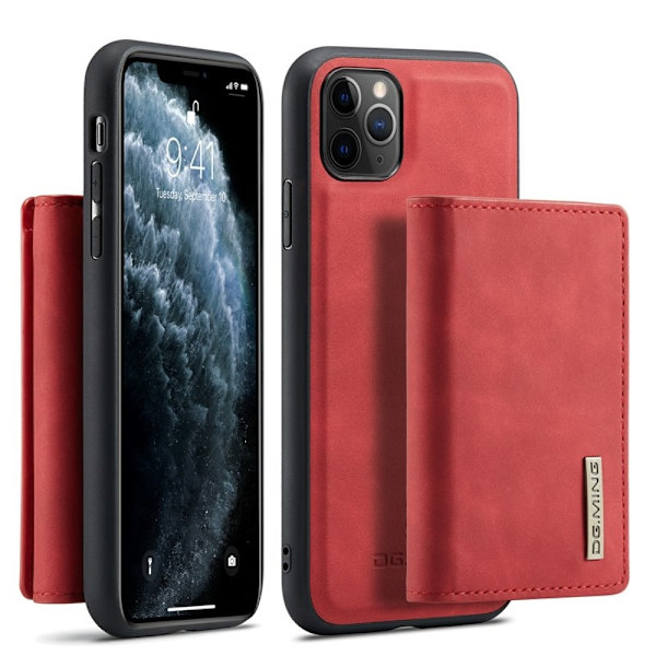 DG.MING Konstläder Plånboksfodral med Ställ för iPhone 11 Pro - Röd