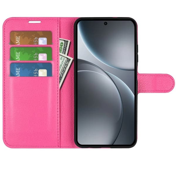 Litchi Oppo Find X9 Pro 5G Plånboksfodral Konstläder - Rosaröd
